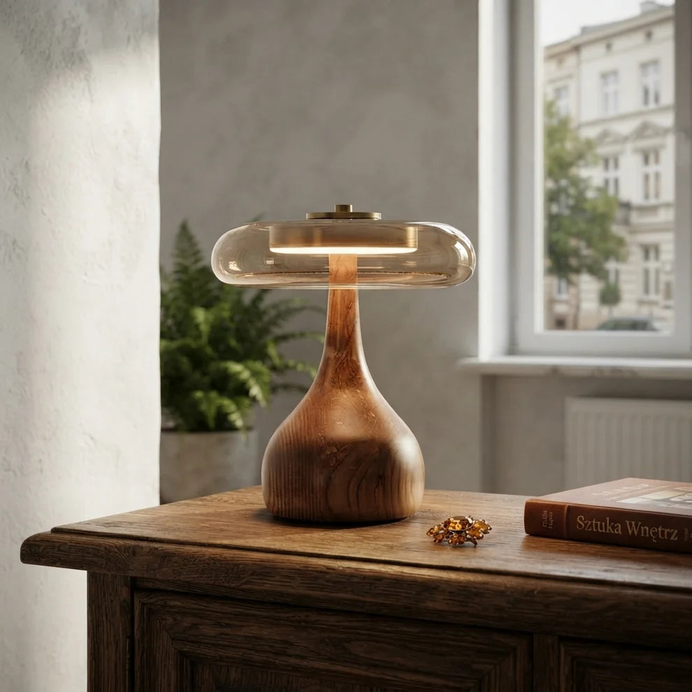 AuraMico | Modern Minimalist Dimmable LED Table Lamp with Wooden Base