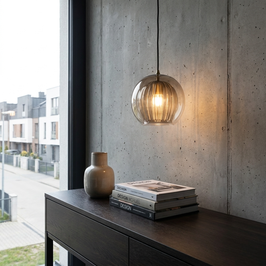 ElaraGlow Ribbed Glass Globe Pendant Light for Kitchen Island and Dining