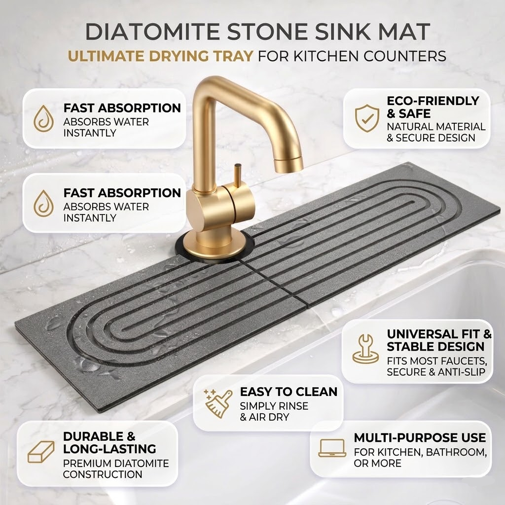 Elora Diatomite Sink Drying Mat