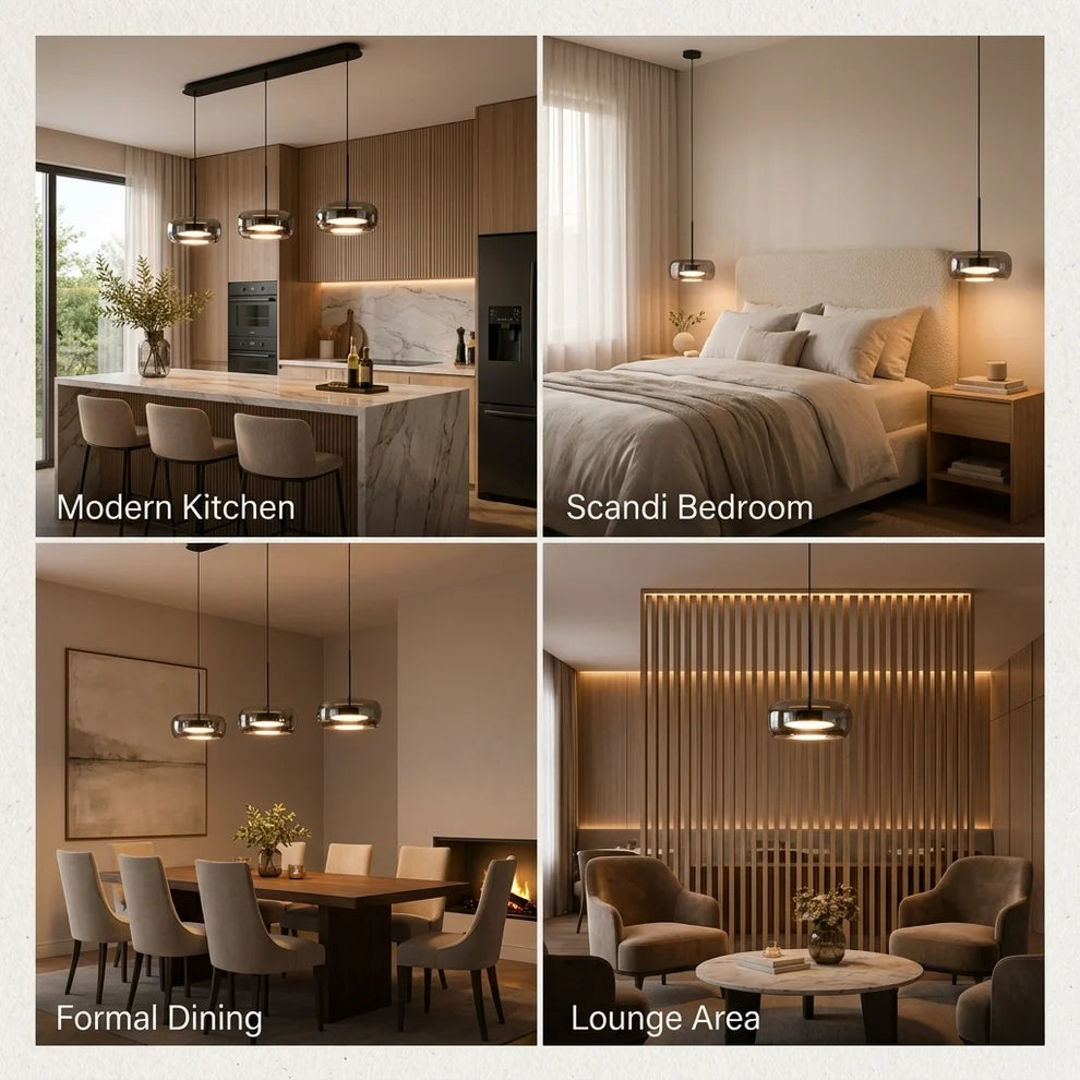 Lunara | Modern Elegant Glass Pendant Light Fixture for Dining Spaces