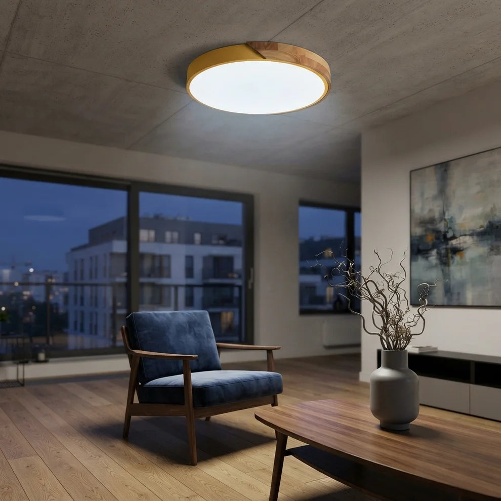 NordicaBeam | Elegant Natural Wood Scandinavian LED Ceiling Light