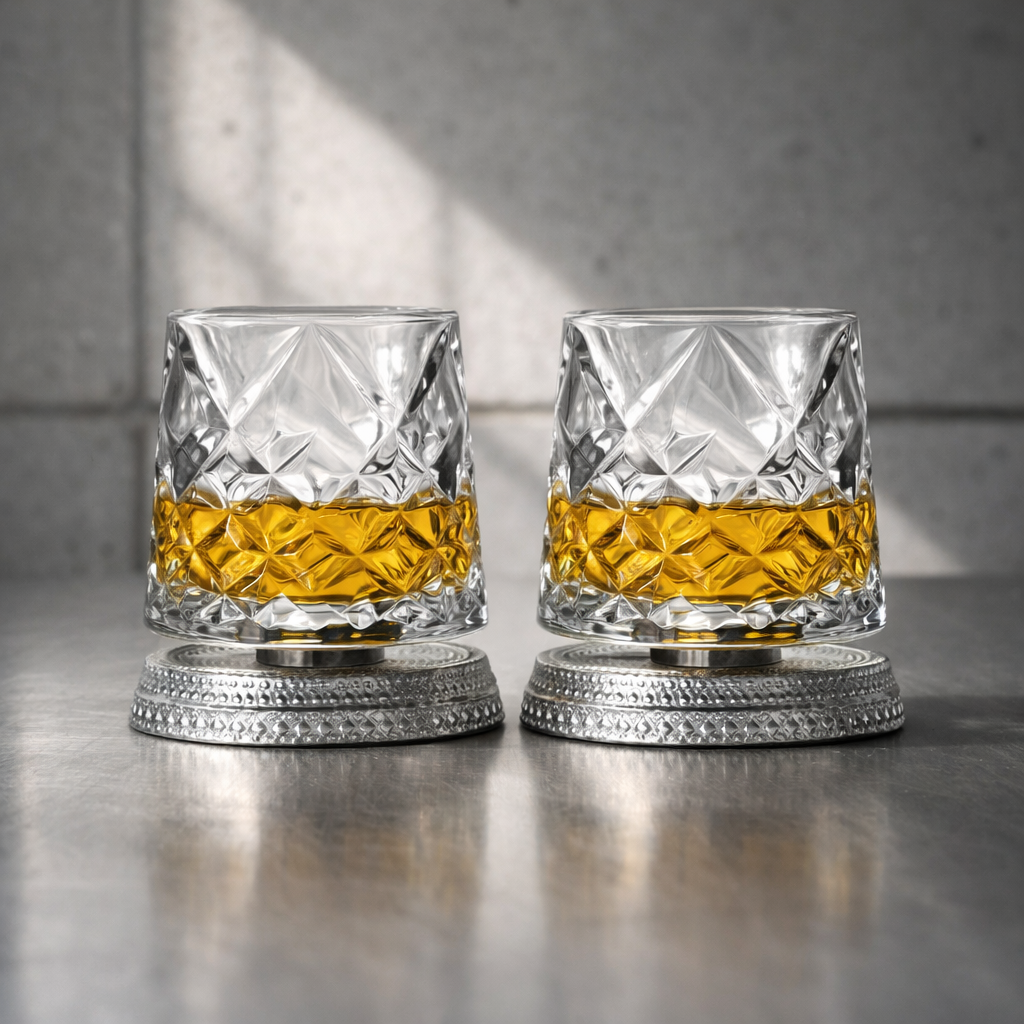 Orion Rotating Crystal Whiskey Glass Set