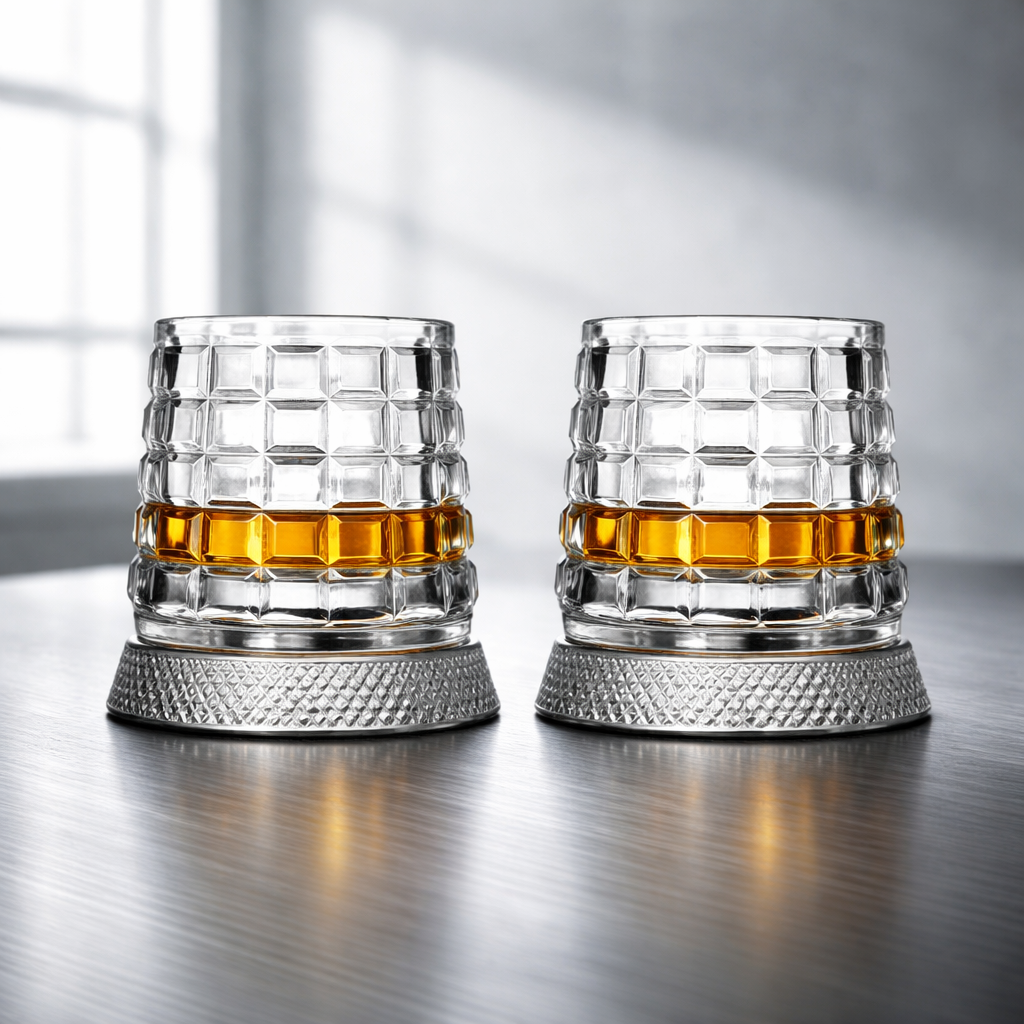 Orion Rotating Crystal Whiskey Glass Set