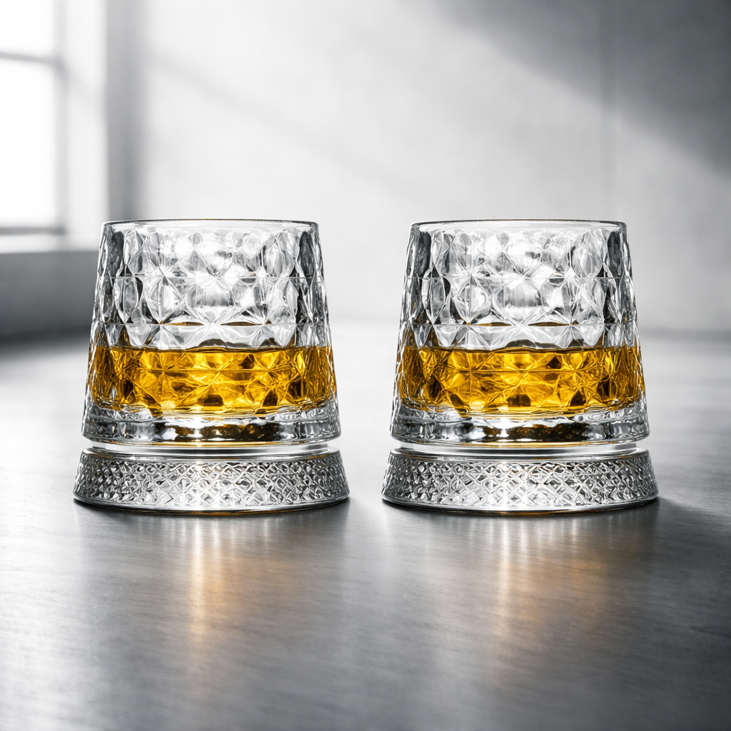 Orion Rotating Crystal Whiskey Glass Set
