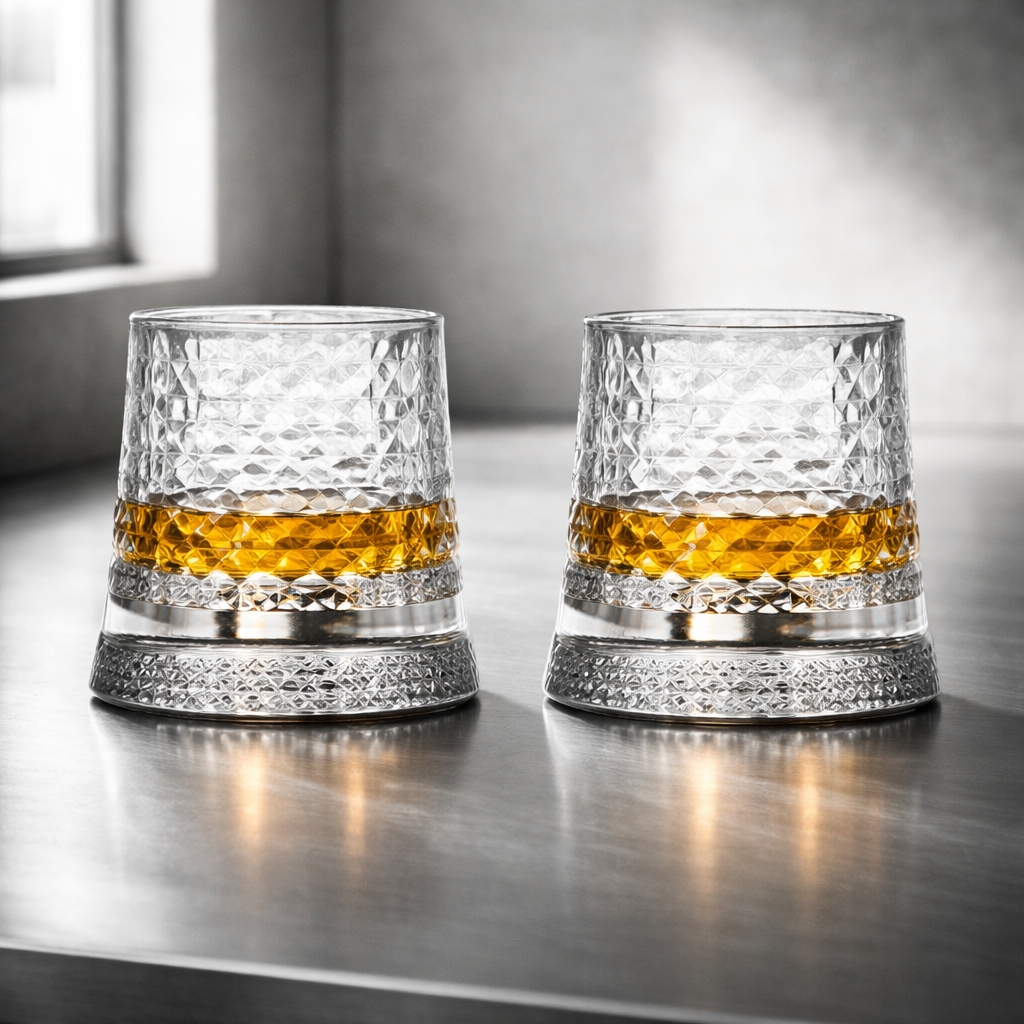 Orion Rotating Crystal Whiskey Glass Set