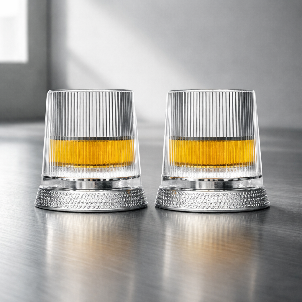 Orion Rotating Crystal Whiskey Glass Set
